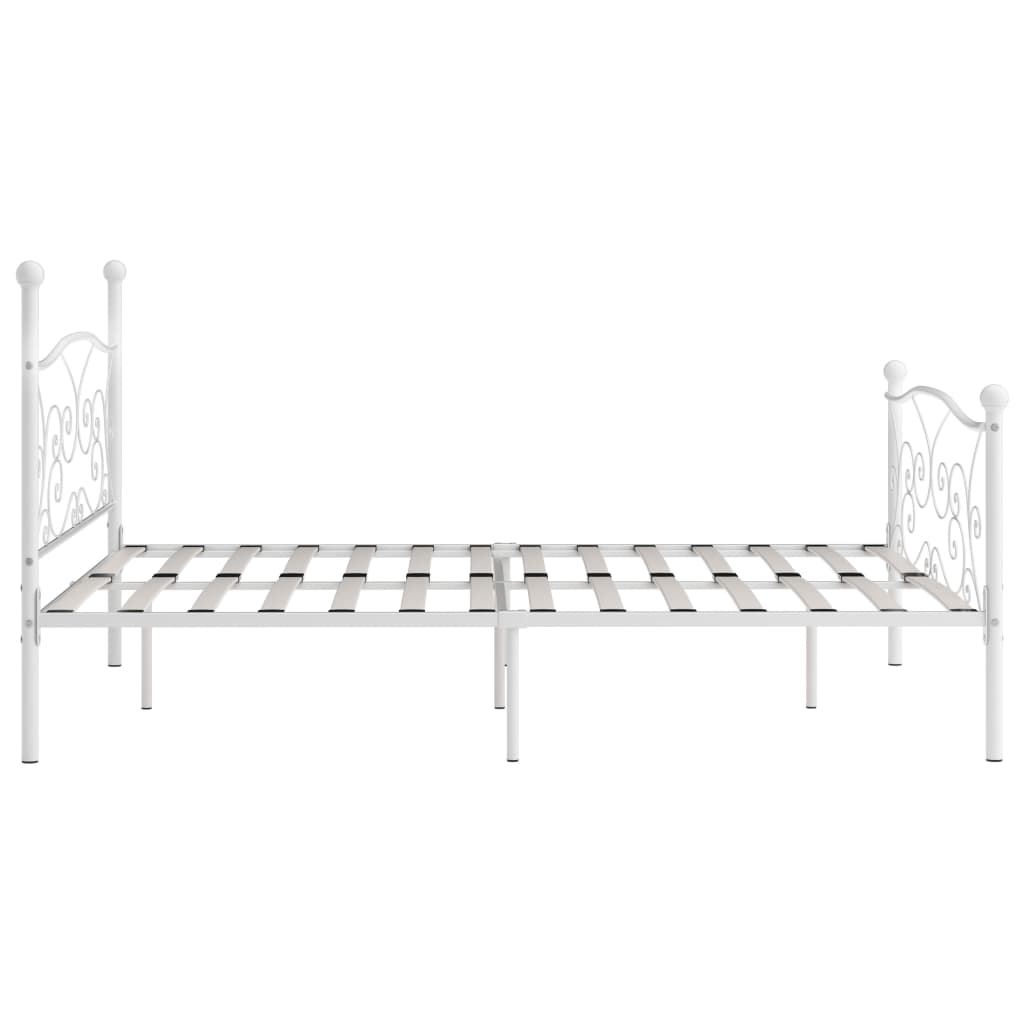 sengestel med lamelbund 200 x 200 cm metal hvid