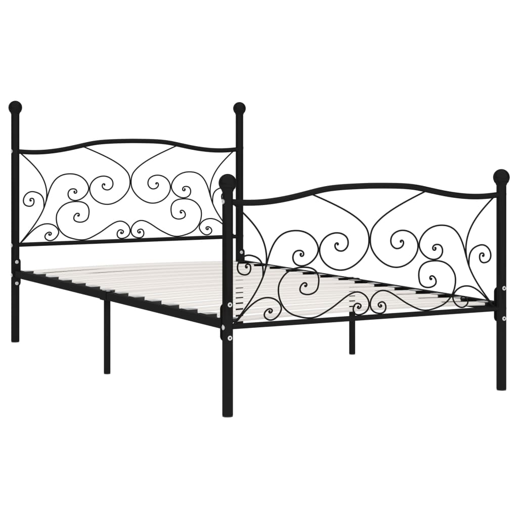 sengestel med lamelbund 90 x 200 cm metal sort