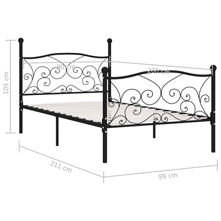sengestel med lamelbund 90 x 200 cm metal sort