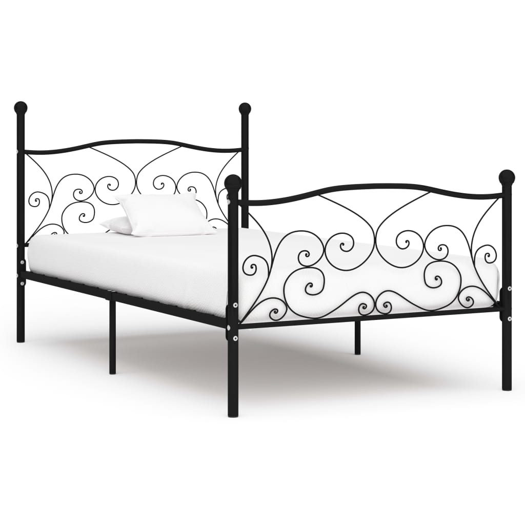 sengestel med lamelbund 100 x 200 cm metal sort