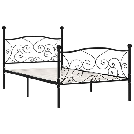 sengestel med lamelbund 100 x 200 cm metal sort