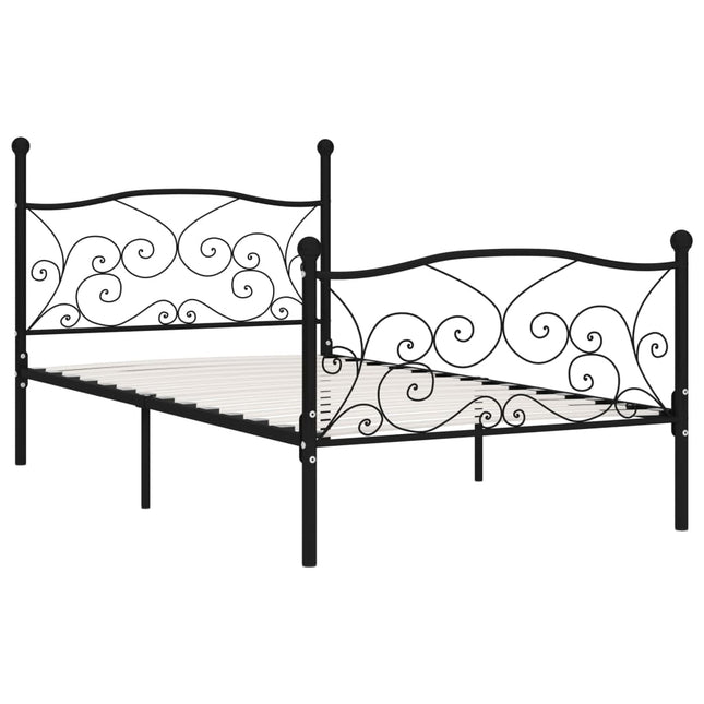 sengestel med lamelbund 100 x 200 cm metal sort