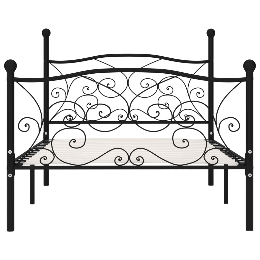 sengestel med lamelbund 100 x 200 cm metal sort