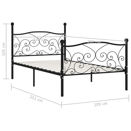 sengestel med lamelbund 100 x 200 cm metal sort