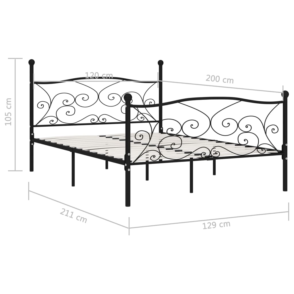 sengestel med lamelbund 120 x 200 cm metal sort