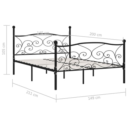 sengestel med lamelbund 140 x 200 cm metal sort
