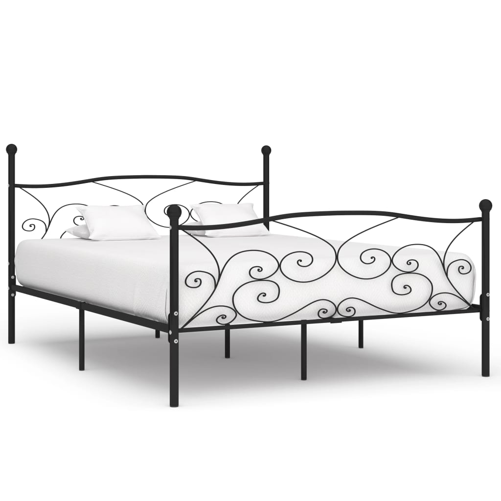 sengestel med lamelbund 180 x 200 cm metal sort