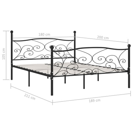 sengestel med lamelbund 180 x 200 cm metal sort