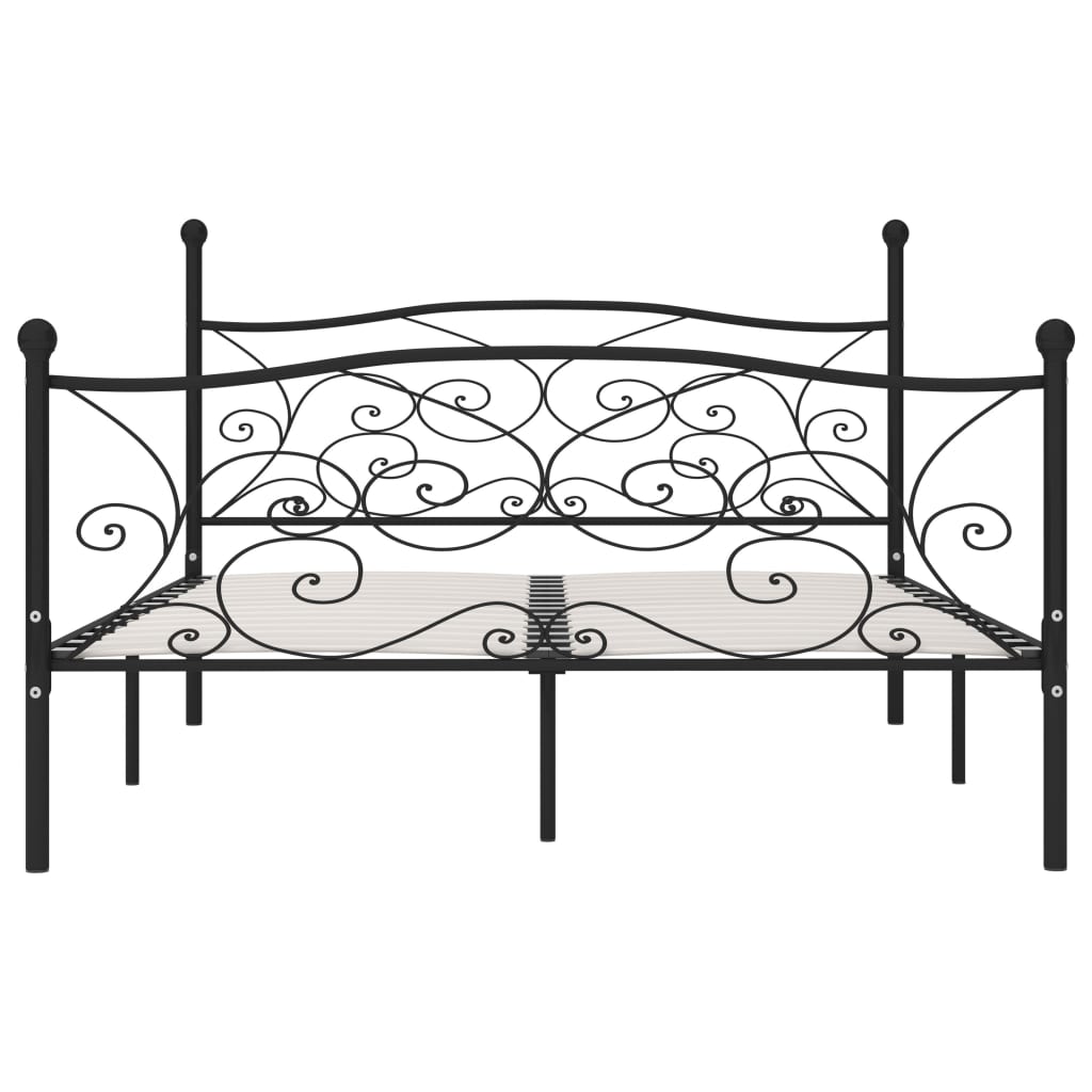 sengestel med lamelbund 200 x 200 cm metal sort