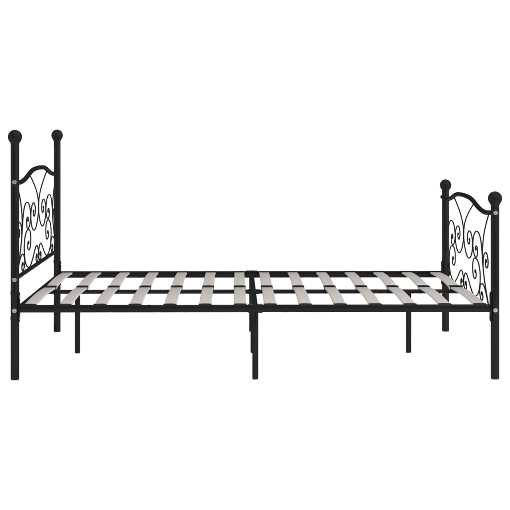 sengestel med lamelbund 200 x 200 cm metal sort