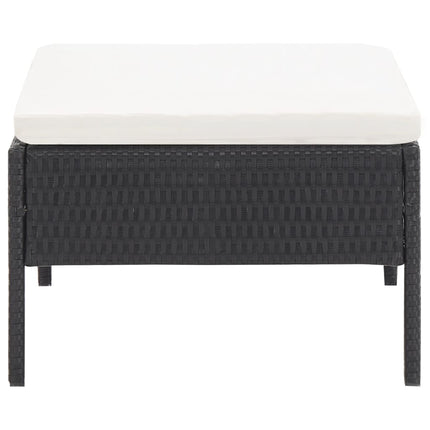 haveloungesæt 6 dele med hynder polyrattan sort