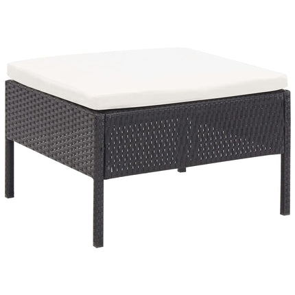haveloungesæt 6 dele med hynder polyrattan sort