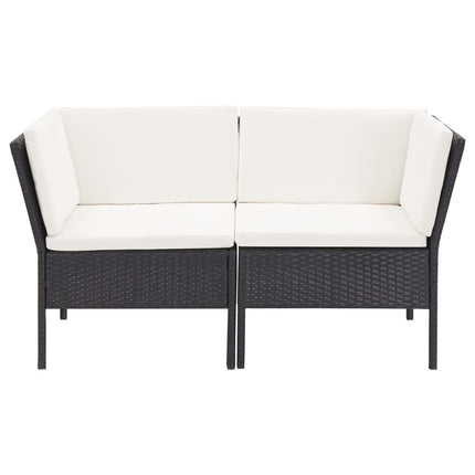 haveloungesæt 6 dele med hynder polyrattan sort