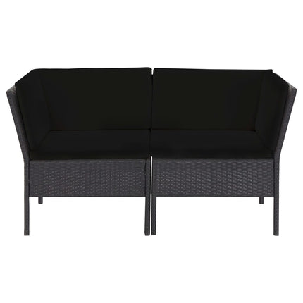 haveloungesæt 6 dele med hynder polyrattan sort