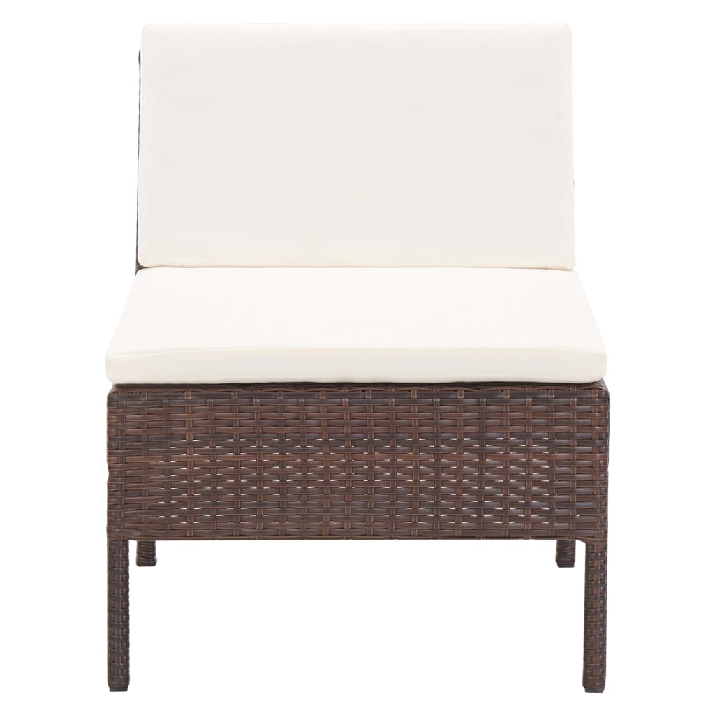 haveloungesæt 5 dele med hynder polyrattan brun