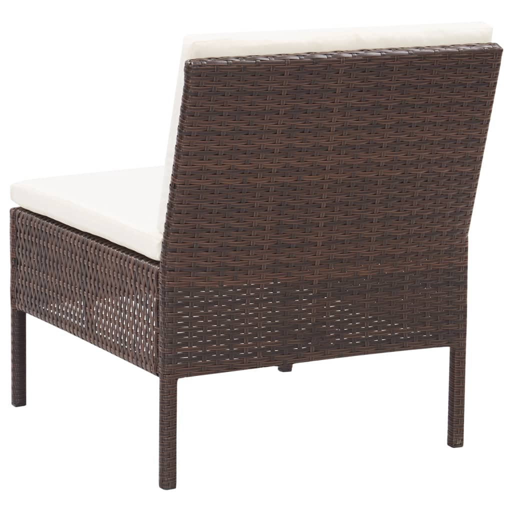 haveloungesæt 5 dele med hynder polyrattan brun