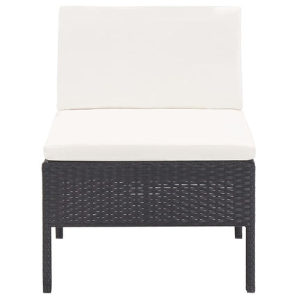 havesofasæt med hynder 5 dele polyrattan sort