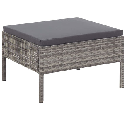 havesofasæt 5 dele med hynder polyrattan grå