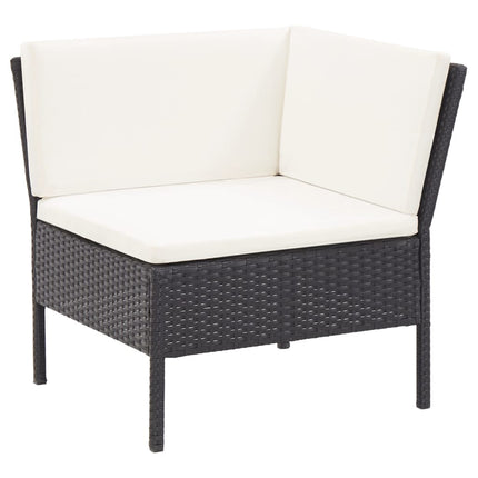 haveloungesæt 6 dele med hynder polyrattan sort