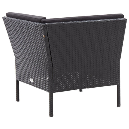 haveloungesæt 6 dele med hynder polyrattan sort