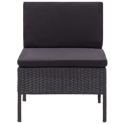 haveloungesæt 6 dele med hynder polyrattan sort