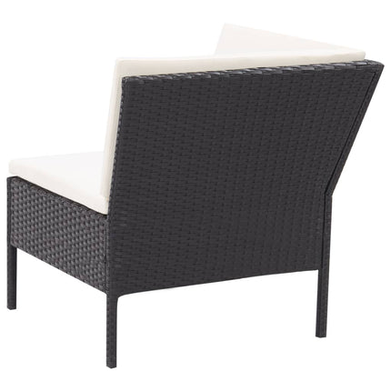 haveloungesæt 3 dele med hynder polyrattan sort