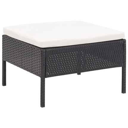 haveloungesæt 3 dele med hynder polyrattan sort