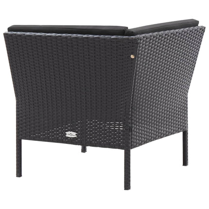 haveloungesæt 3 dele med hynder polyrattan sort