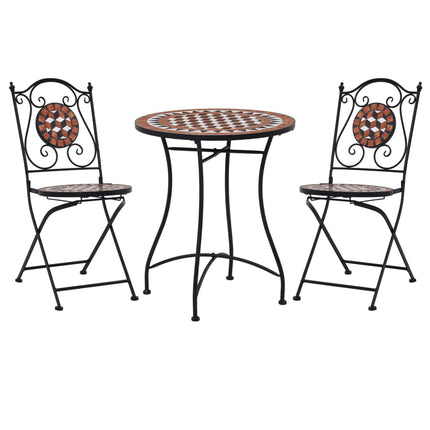 bistrosæt 3 dele mosaikdesign keramiske fliser terracotta