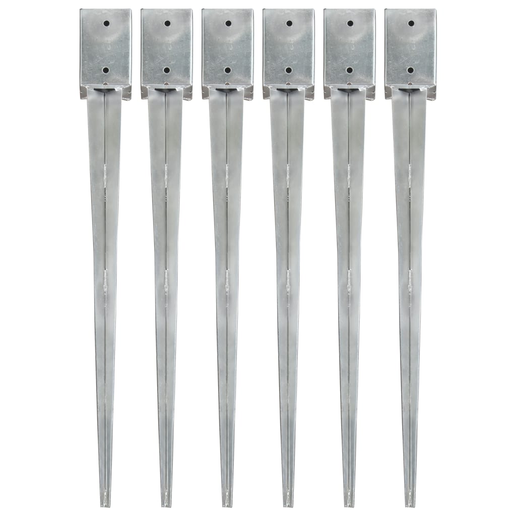 jordpløkker 6 stk. 9 x 9 x 90 cm galvaniseret stål sølvfarvet