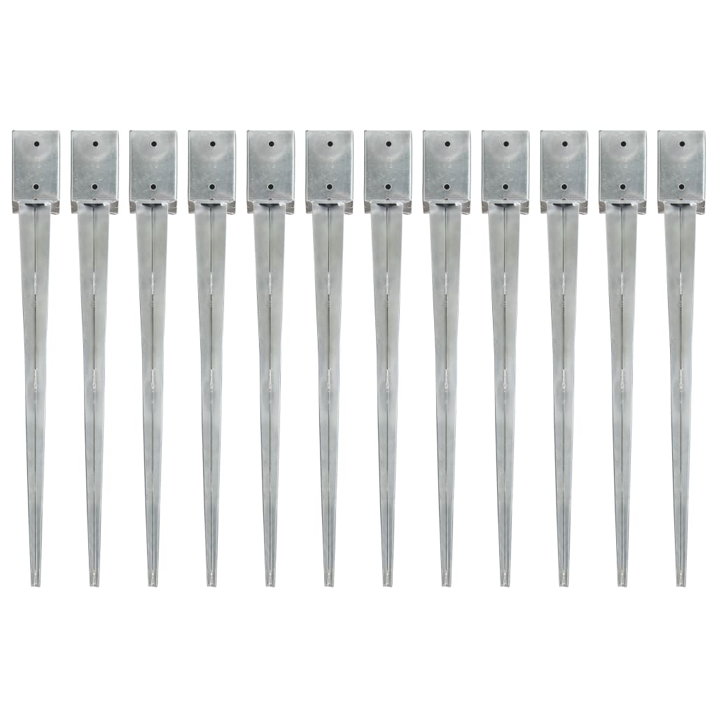 jordpløkker 12 stk. 9 x 9 x 90 cm galvaniseret stål sølvfarvet