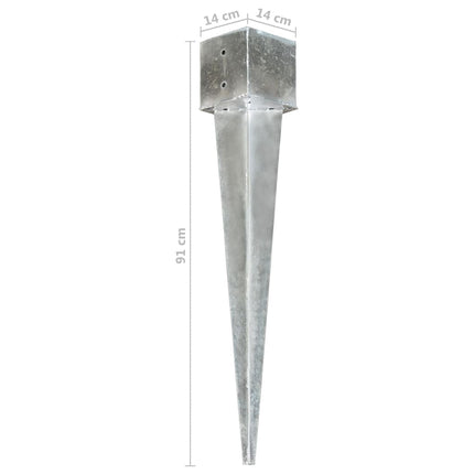jordpløkker 2 stk. 14 x 14 x 91 cm galvaniseret stål sølvfarvet