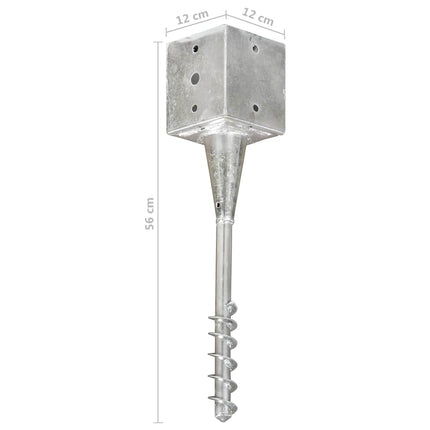 jordpløkker 2 stk. 12 x 12 x 56 cm galvaniseret stål sølvfarvet