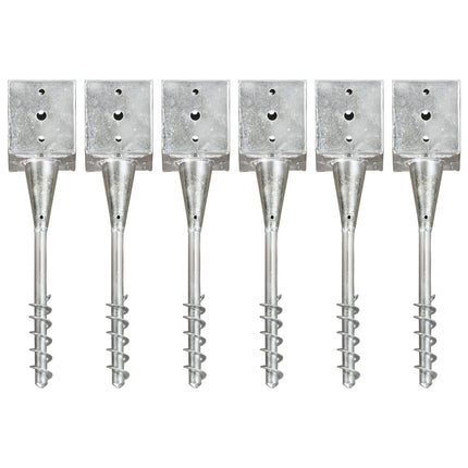 jordpløkker 6 stk. 12 x 12 x 56 cm galvaniseret stål sølvfarvet