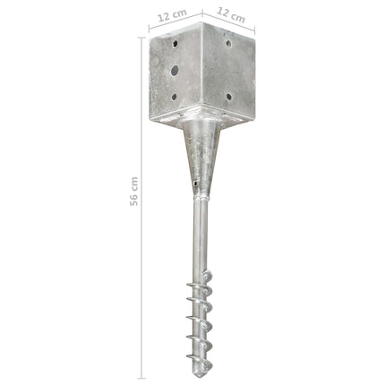 jordpløkker 6 stk. 12 x 12 x 56 cm galvaniseret stål sølvfarvet