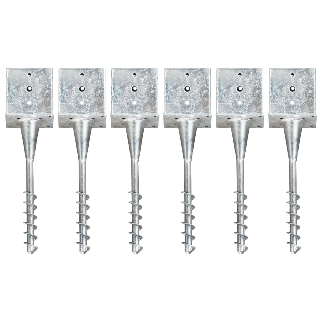 jordpløkker 6 stk.14x14x58 cm galvaniseret stål sølvfarvet