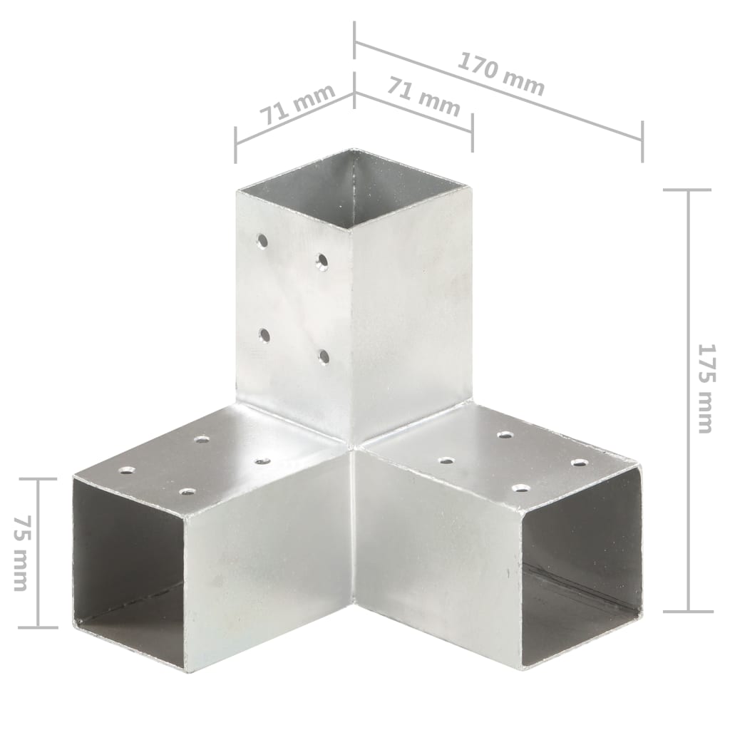 stolpebeslag Y-form 4 stk. 71x71 mm galvaniseret metal