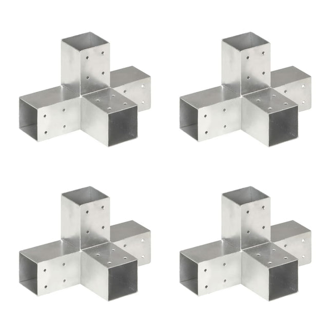 stolpebeslag X-form 4 stk. 71x71 mm galvaniseret metal