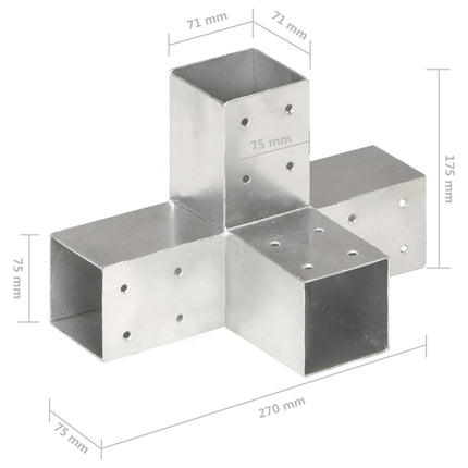 stolpebeslag X-form 4 stk. 71x71 mm galvaniseret metal