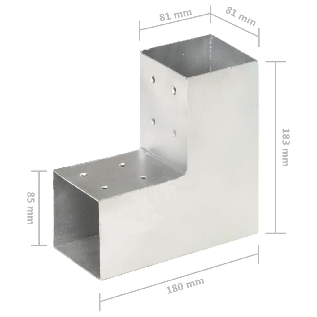 stolpebeslag L-form 81x81 mm galvaniseret metal