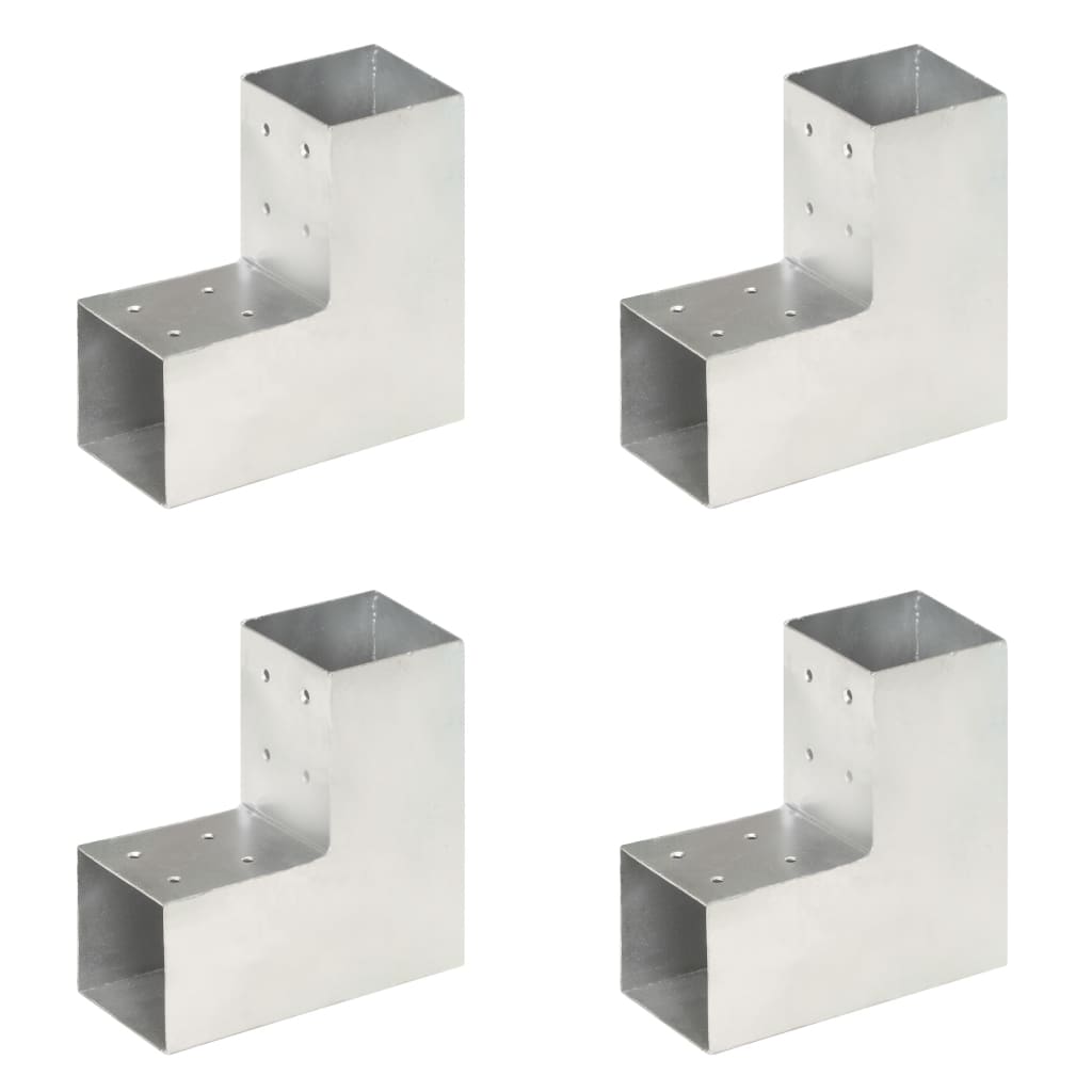 stolpebeslag L-form 4 stk. 81x81 mm galvaniseret metal