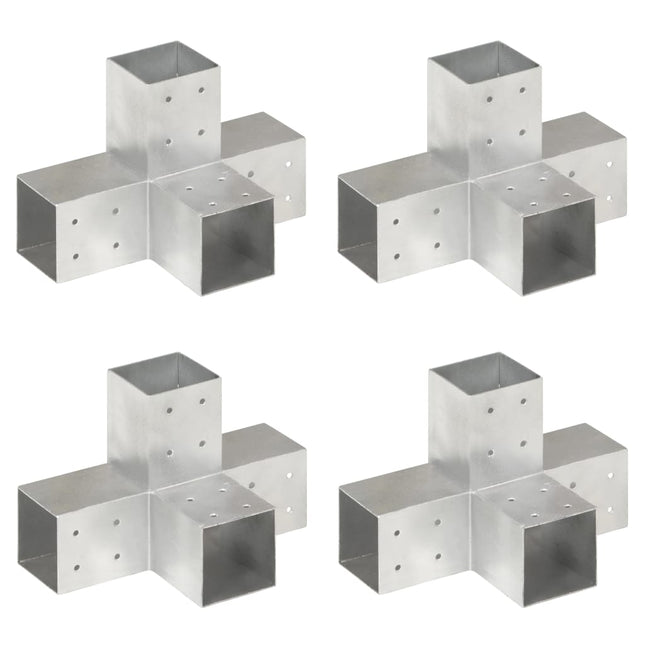 stolpebeslag X-form 4 stk. 81x81 mm galvaniseret metal
