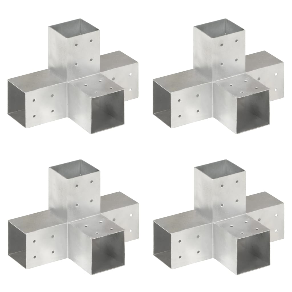 stolpebeslag X-form 4 stk. 81x81 mm galvaniseret metal