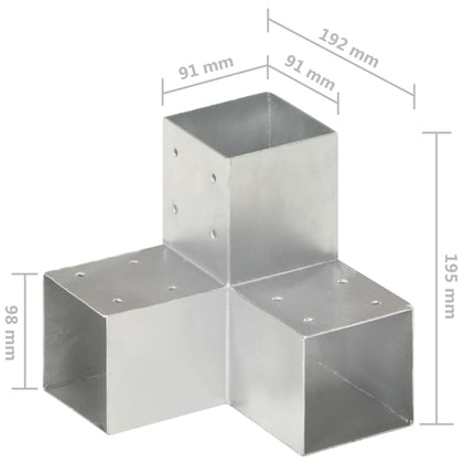 stolpebeslag Y-form 4 stk. 91x91 mm galvaniseret metal