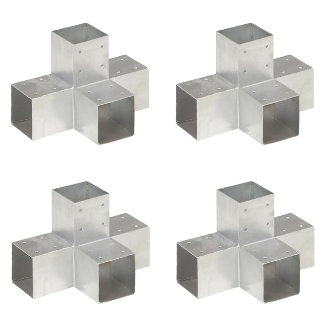 stolpebeslag X-form 4 stk. 91x91 mm galvaniseret metal