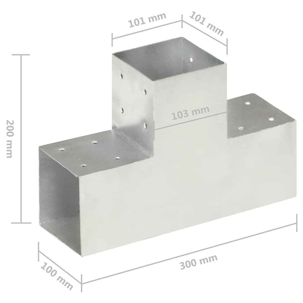 stolpebeslag T-form 4 stk. 101x101 mm galvaniseret metal