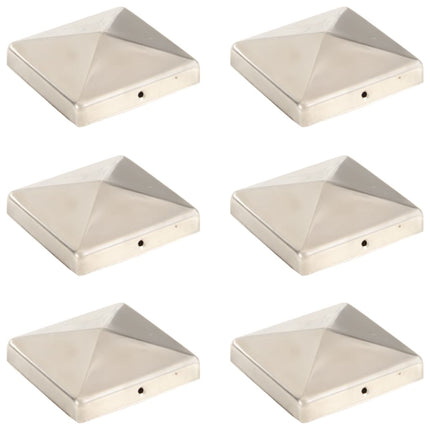 pyramideformede stolpehætter 6 stk. 101x101 mm rustfrit stål