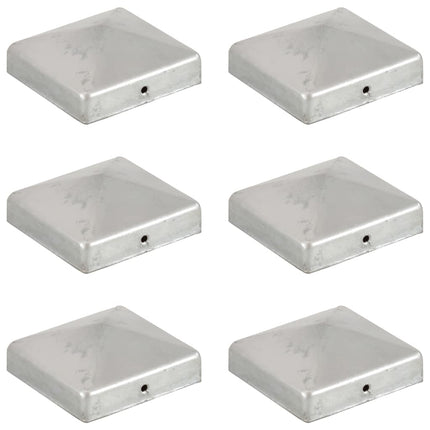 pyramideformede stolpehætter 6 stk. 81x81 mm galvaniseret metal