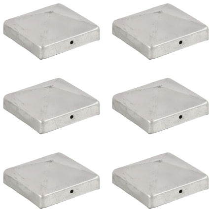 pyramideformede stolpehætter 6 stk. 91x91 mm galvaniseret metal