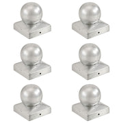 kugleformede stolpehætter 6 stk. 71x71 mm galvaniseret metal